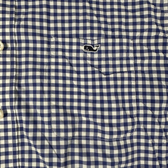 Vineyard Vines Shirt Mens Large Blue White Gingham Classic Fit Tucker Nylon - Picture 6 of 14